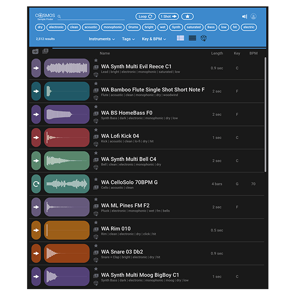 Waves COSMOS Sample Finder