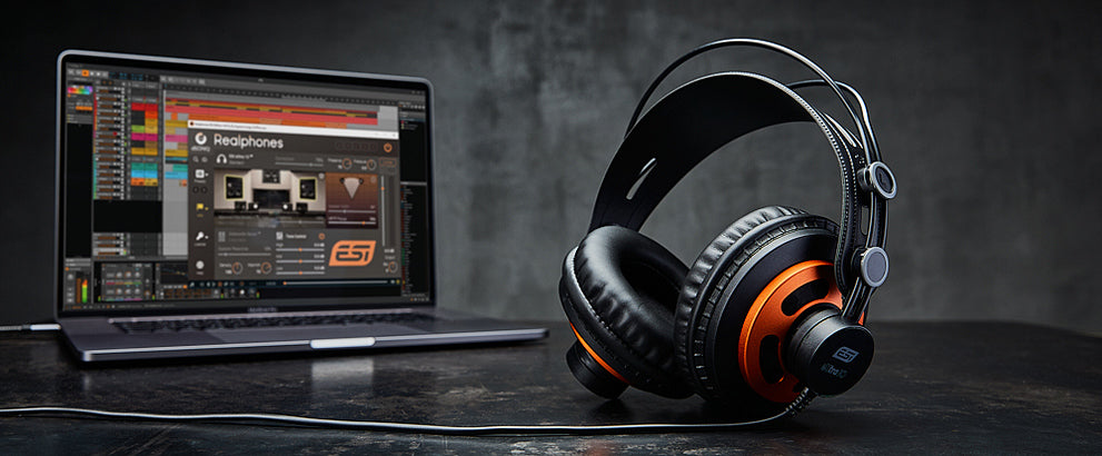 ESI Audio eXtra 10 - High Quality Monitoring Headphones with dSONIQ Realphones Modeling Software - Black/Orange