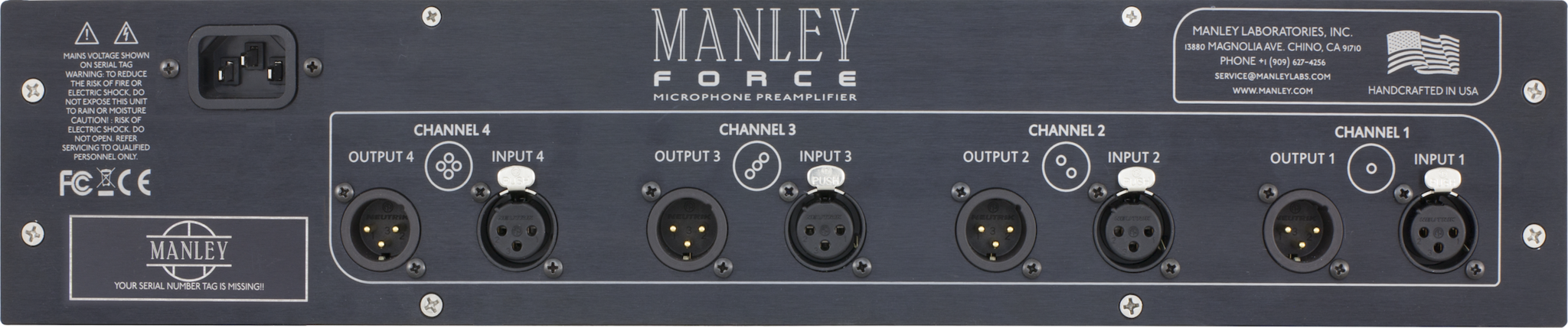 Mic Preamp - Manley - Manley FORCE Four Channel Mic Preamp - Professional Audio Design, Inc