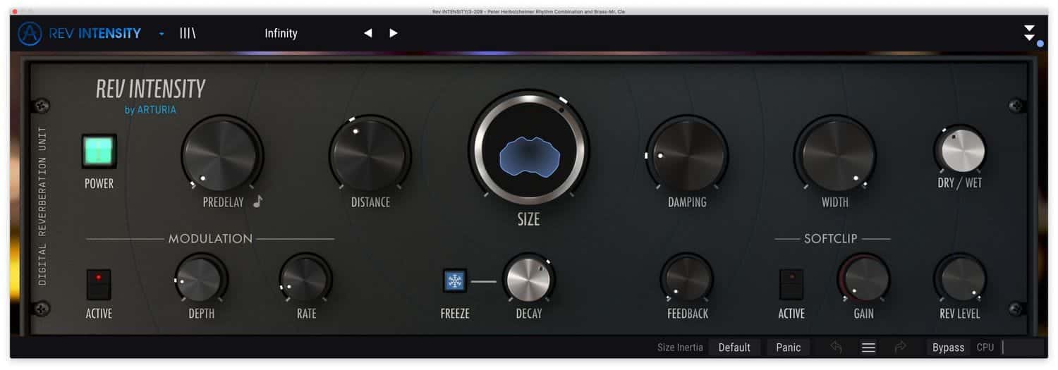 Arturia Rev INTENSITY - Futuristic digital reverb