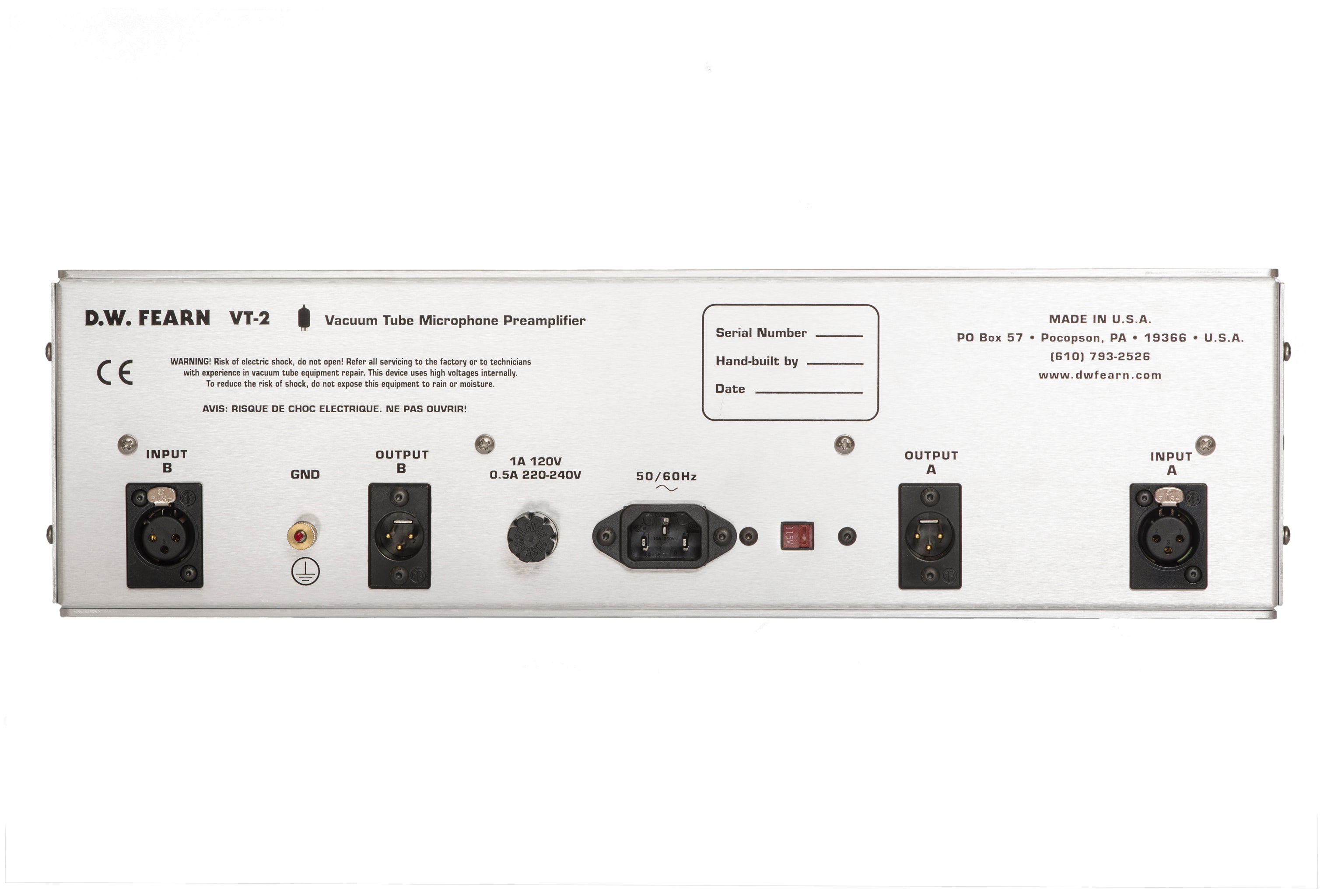 DW Fearn VT-2 Dual-Channel Microphone Preamplifier - Mic Preamp - Professional Audio Design, Inc