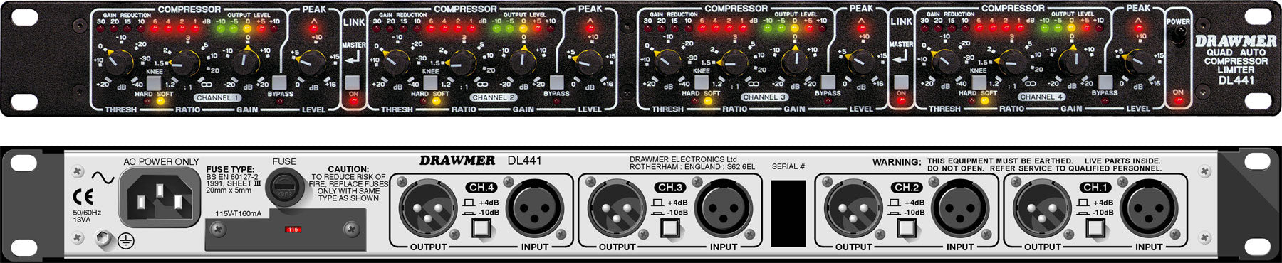 Drawmer DL441 - Quad Auto Compressor Limiter - Professional Audio Design, Inc
