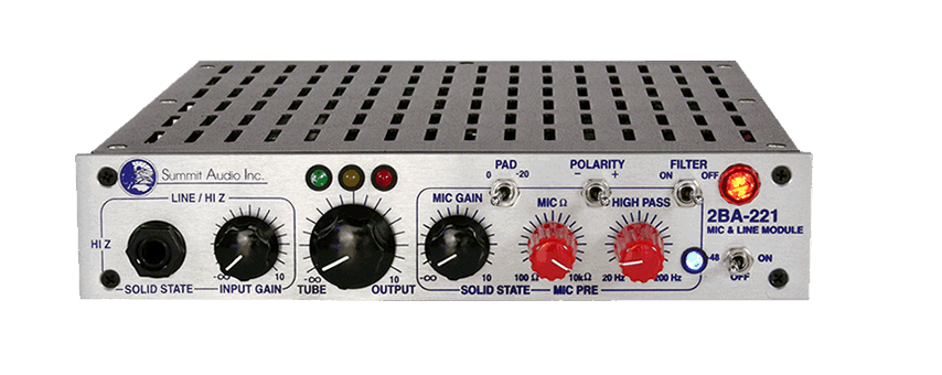 Summit Audio 2BA-221 Mic/Line Preamp - Mic Preamp - Professional Audio Design, Inc