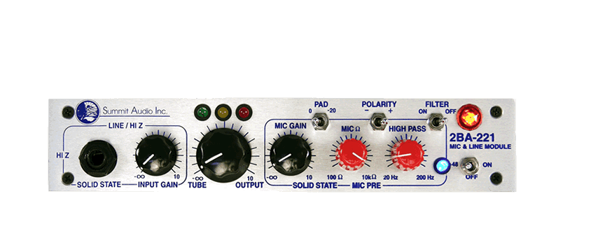 Summit Audio 2BA-221 Mic/Line Preamp - Mic Preamp - Professional Audio Design, Inc