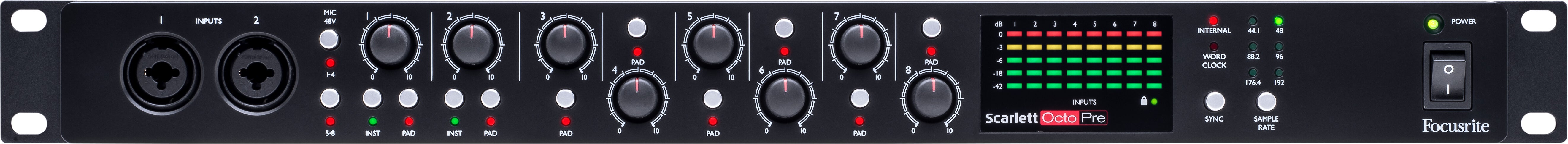 Focusrite Scarlett Octo Pre Eight-Channel Mic Preamp With ADAT Connectivity - Mic Preamp - Professional Audio Design, Inc