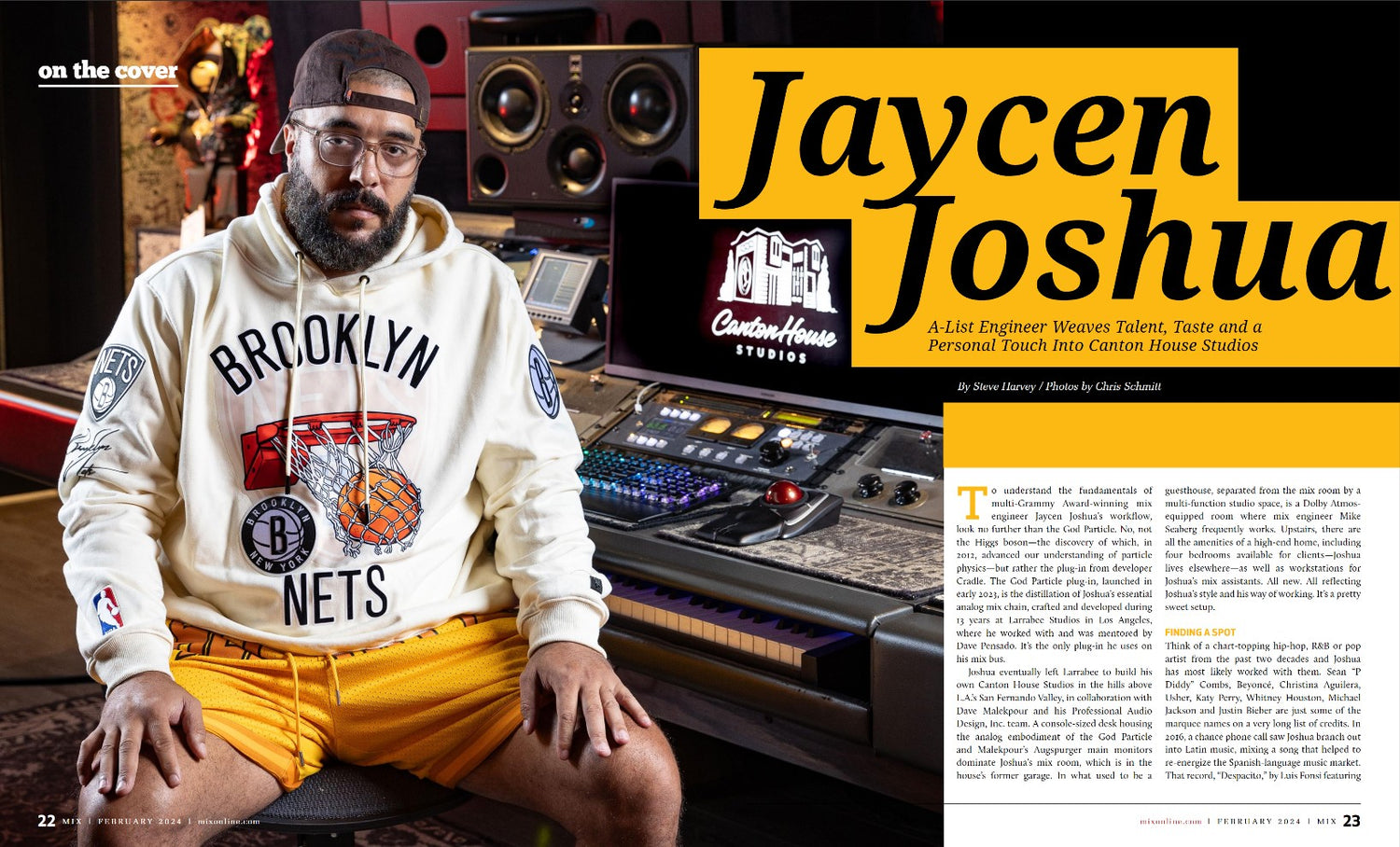 Jaycen Joshua Featured by Mix Magazine - A-List Engineer Weaves Talent, Taste and a Personal Touch Into Canton House Studios
