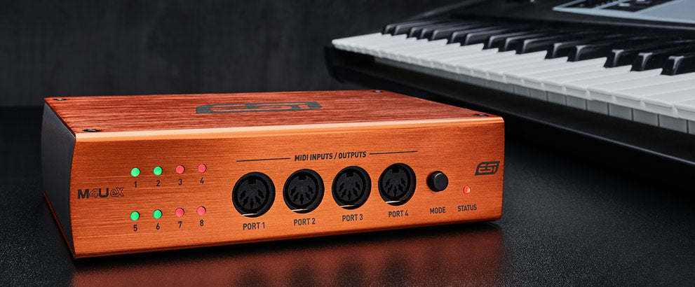 ESI Audio M4U eX - 8-port USB 3.0 MIDI interface with USB hub - Black/Orange