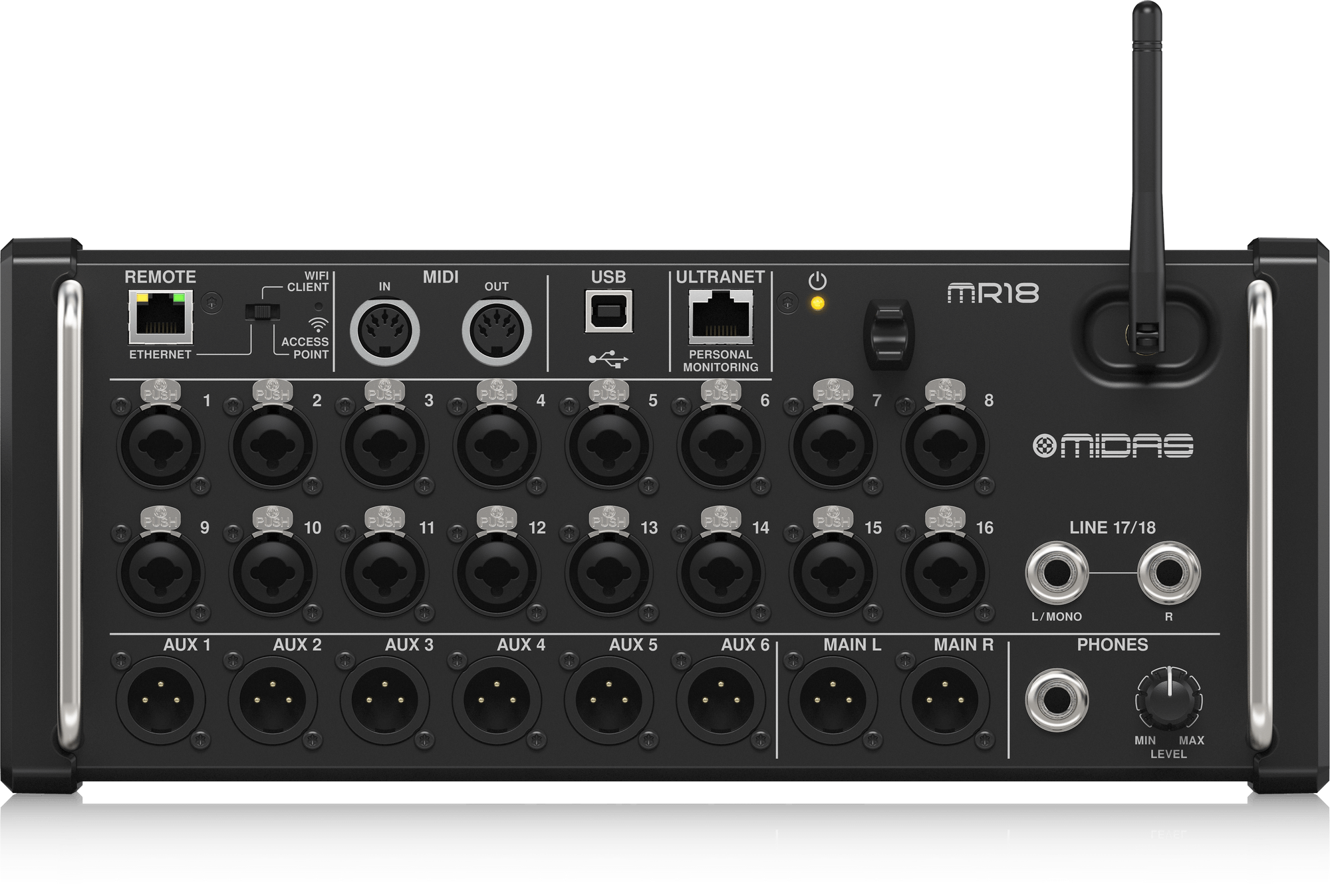 Midas MR18 デジタルミキサー 18入力 MIDAS-MR18 - 18-Input Digital Mixer for iPad/Android Tablets