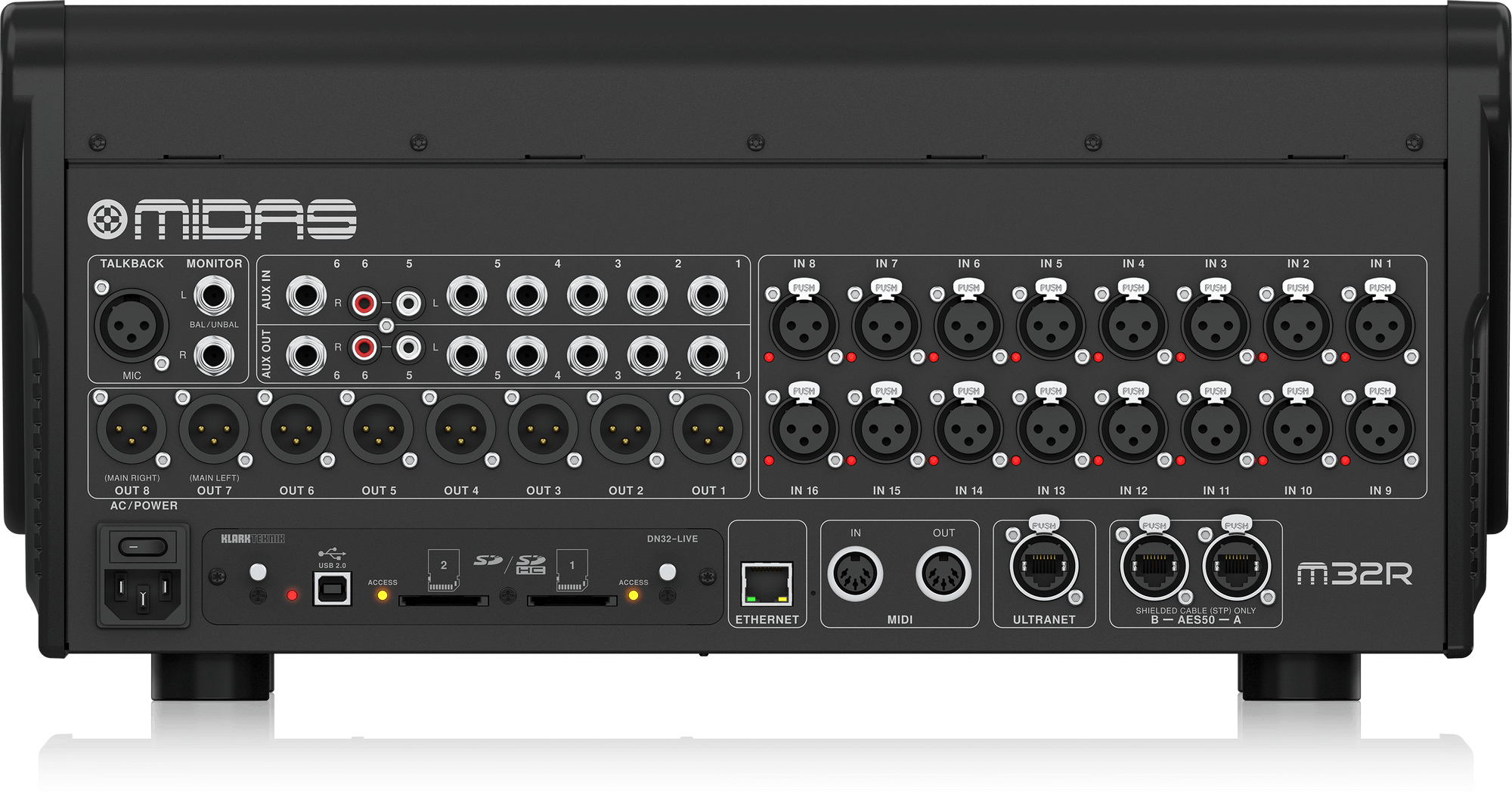 MIDAS-M32R LIVE - 40 input Channels, 16 Midas PRO Microphone Preamplifiers