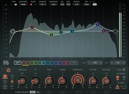 Waves F6 Floating-Band Dynamic EQ plugin interface