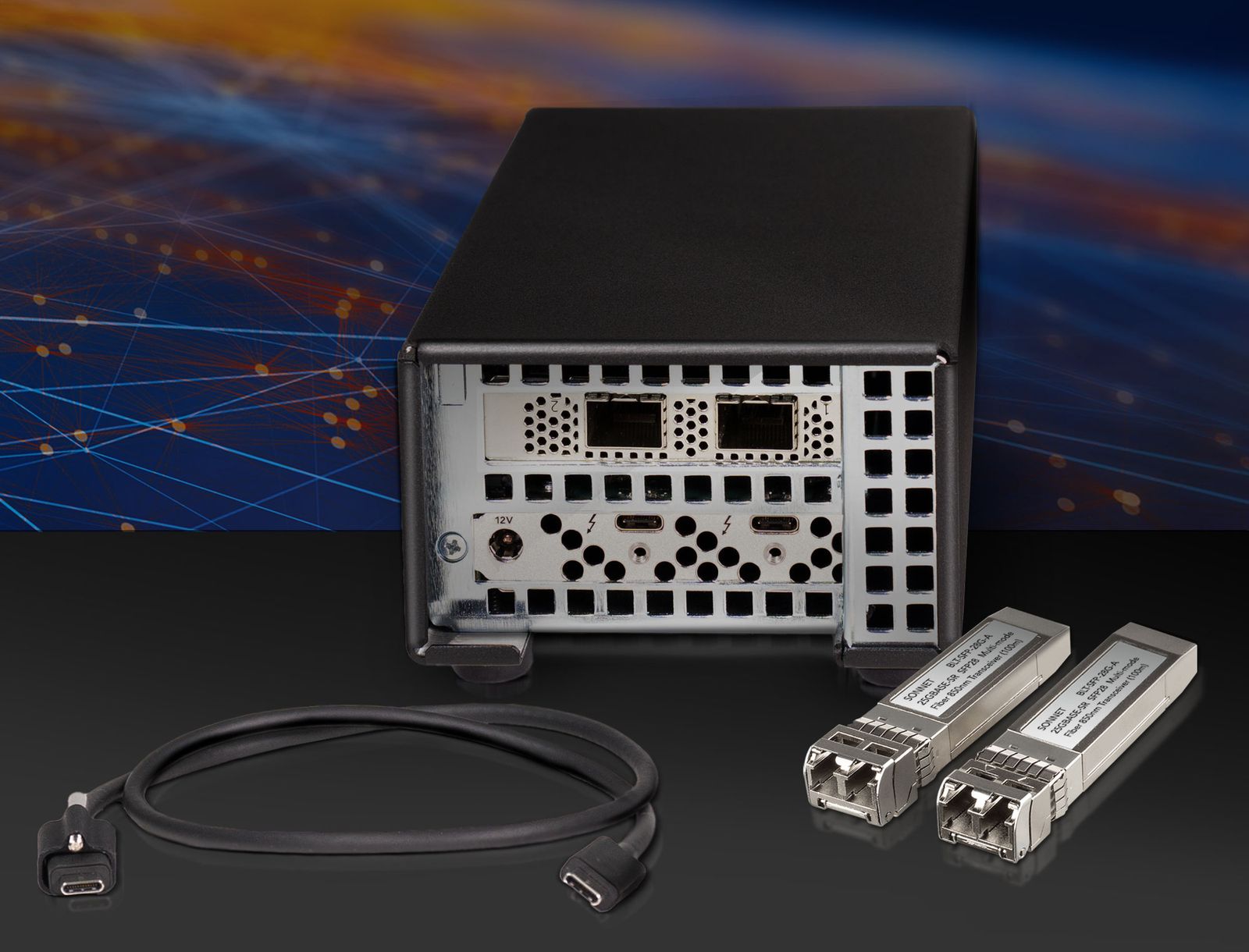 Sonnet Twin25G Thunderbolt Dual Port 25Gb Ethernet Adapter (SFP28s included)