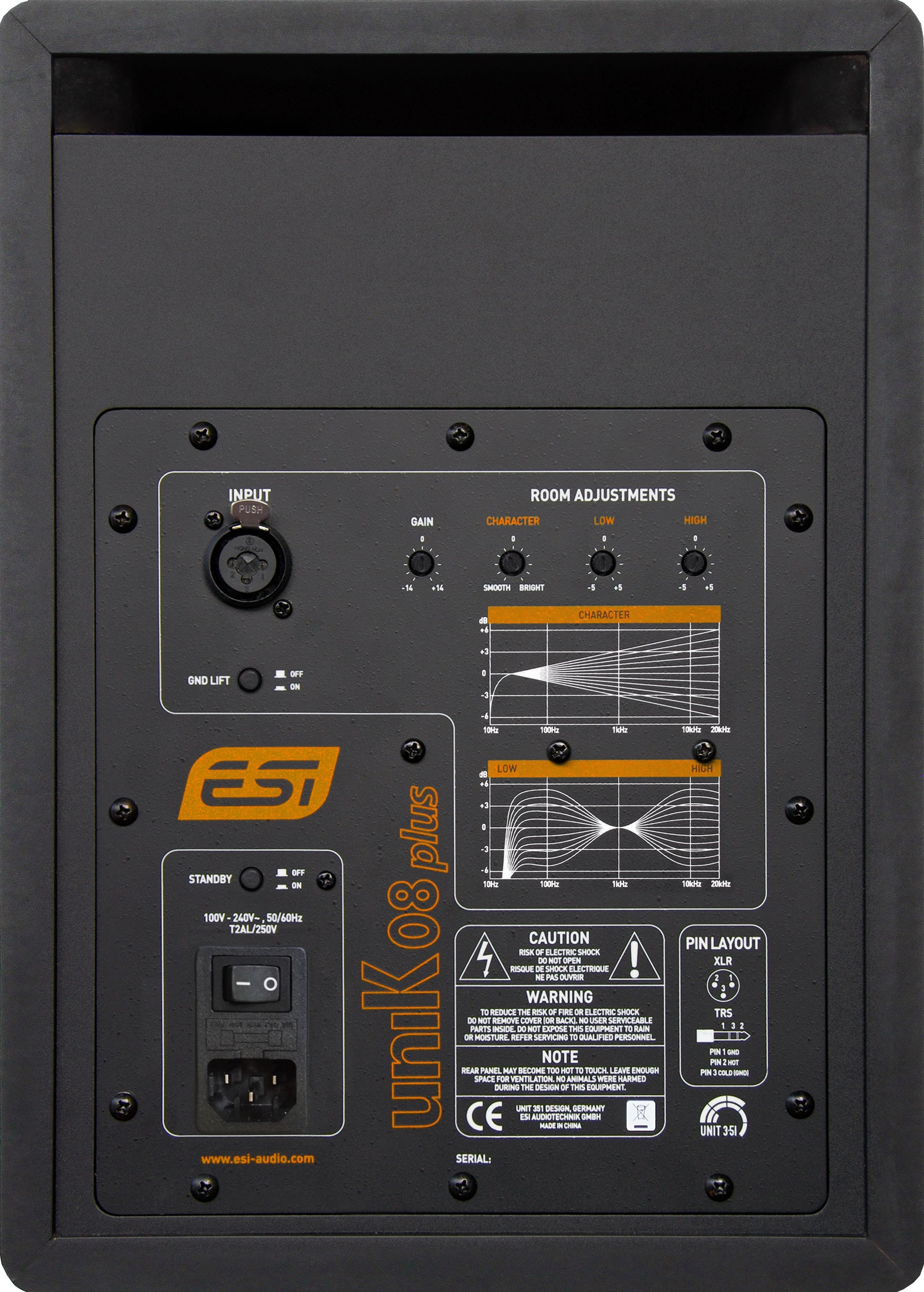 ESI Audio uniK 08+ - Professional Active Reference 8" Studio Monitor (Single) - Black/Orange