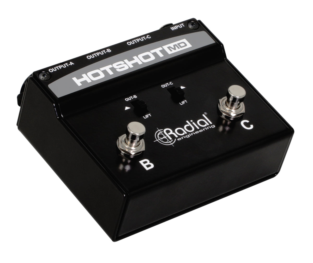Radial Engineering HotShot MD - Multi-Output Dynamic Microphone Switcher - three-quarter view