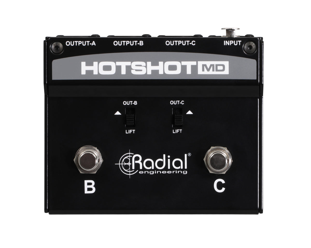 Radial Engineering HotShot MD - Multi-Output Dynamic Microphone Switcher - top view