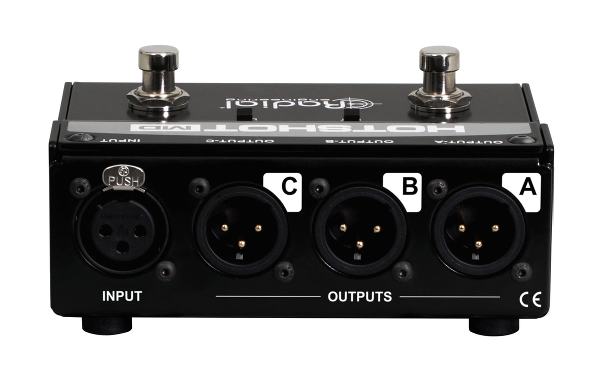Radial Engineering HotShot MD - Multi-Output Dynamic Microphone Switcher - connections