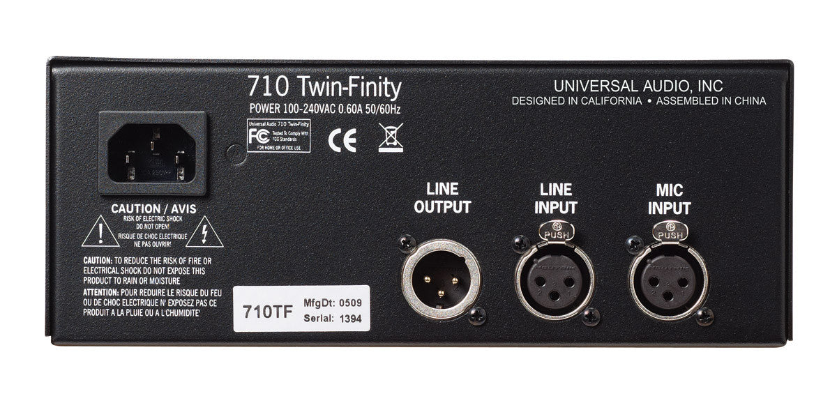 Recording Equipment - Universal Audio - Universal Audio 710 Twin-Finity Single Channel Tube and Solid State Mic Pre/DI - Professional Audio Design, Inc