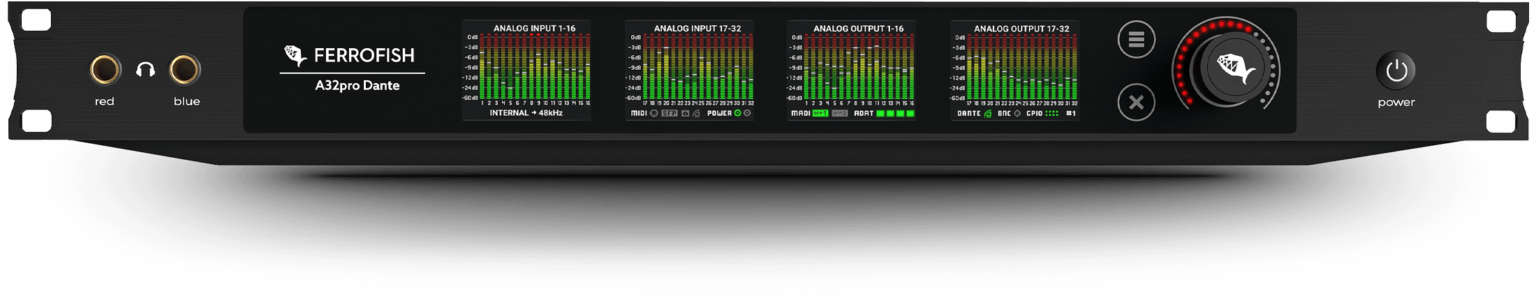 Ferrofish A 32 Pro Dante - 32 in / 32 out AD/DA converter with Dante, coaxial and multi mode MADI and ADAT