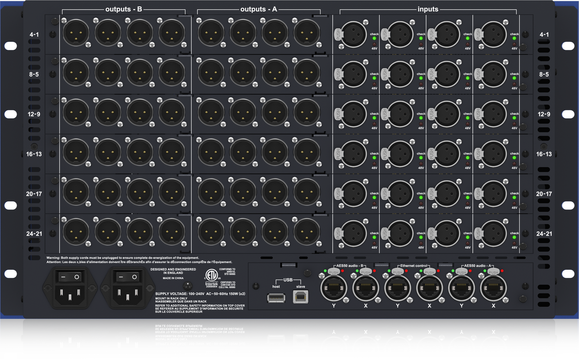 Midas DL431 - 24 Input, 72 Output Active Microphone Splitter with Independent Midas Microphone Preamplifiers