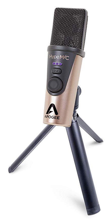 Apogee HypeMiC - USB Microphone with Compressor for iOS, Mac & Windows (Includes Tripod & Stand Adapter) - Professional Audio Design, Inc