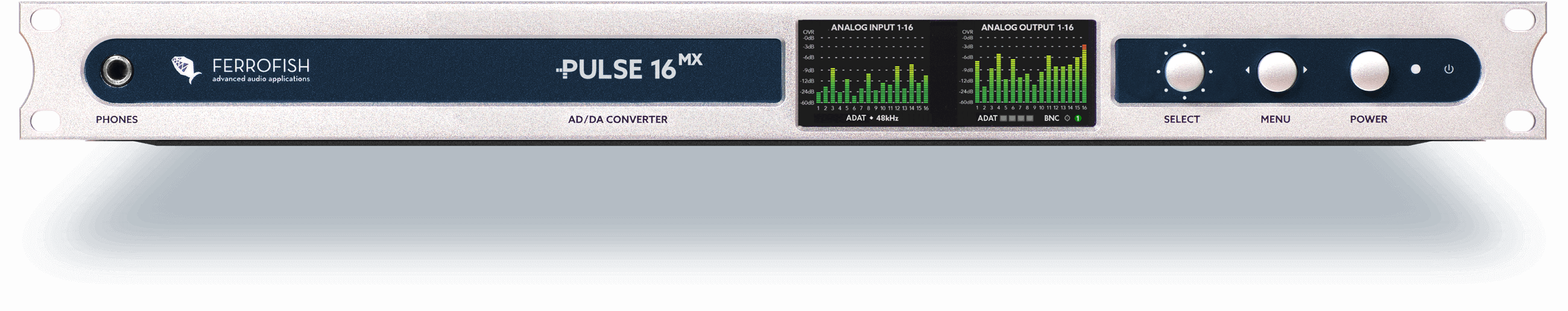 Ferrofish Pulse 16 MX +24dBu - Same as Pulse 16 MX, with analog I/O modified for +24dBu level compatibility