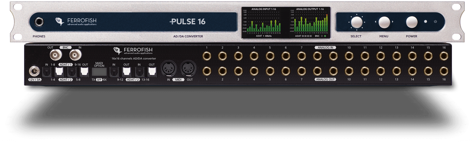 Ferrofish Pulse 16 +24dBu - Same as Pulse 16, with analog I/O modified for +24dBu level compatibility