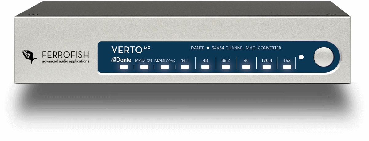 Ferrofish Verto MX - 64 channel MADI <> Dante format converter
