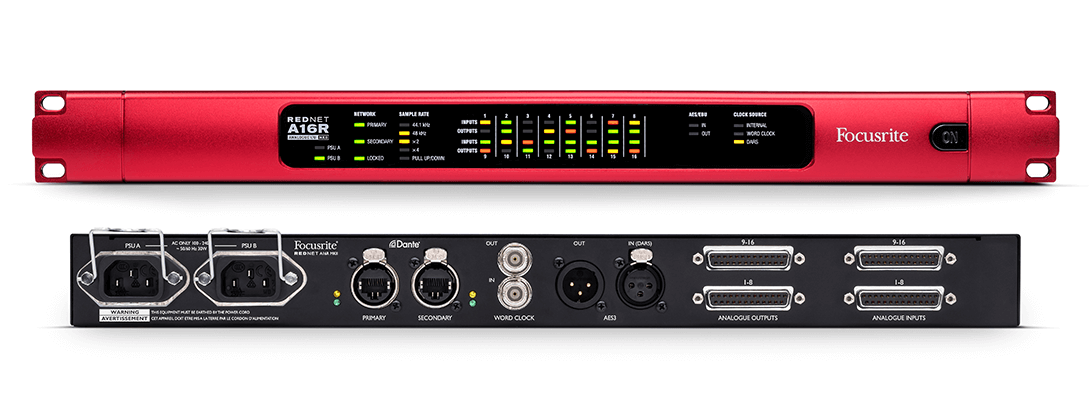 Focusrite RedNet A16R MkII - 16x16 Analogue I/O With Independent Level Control