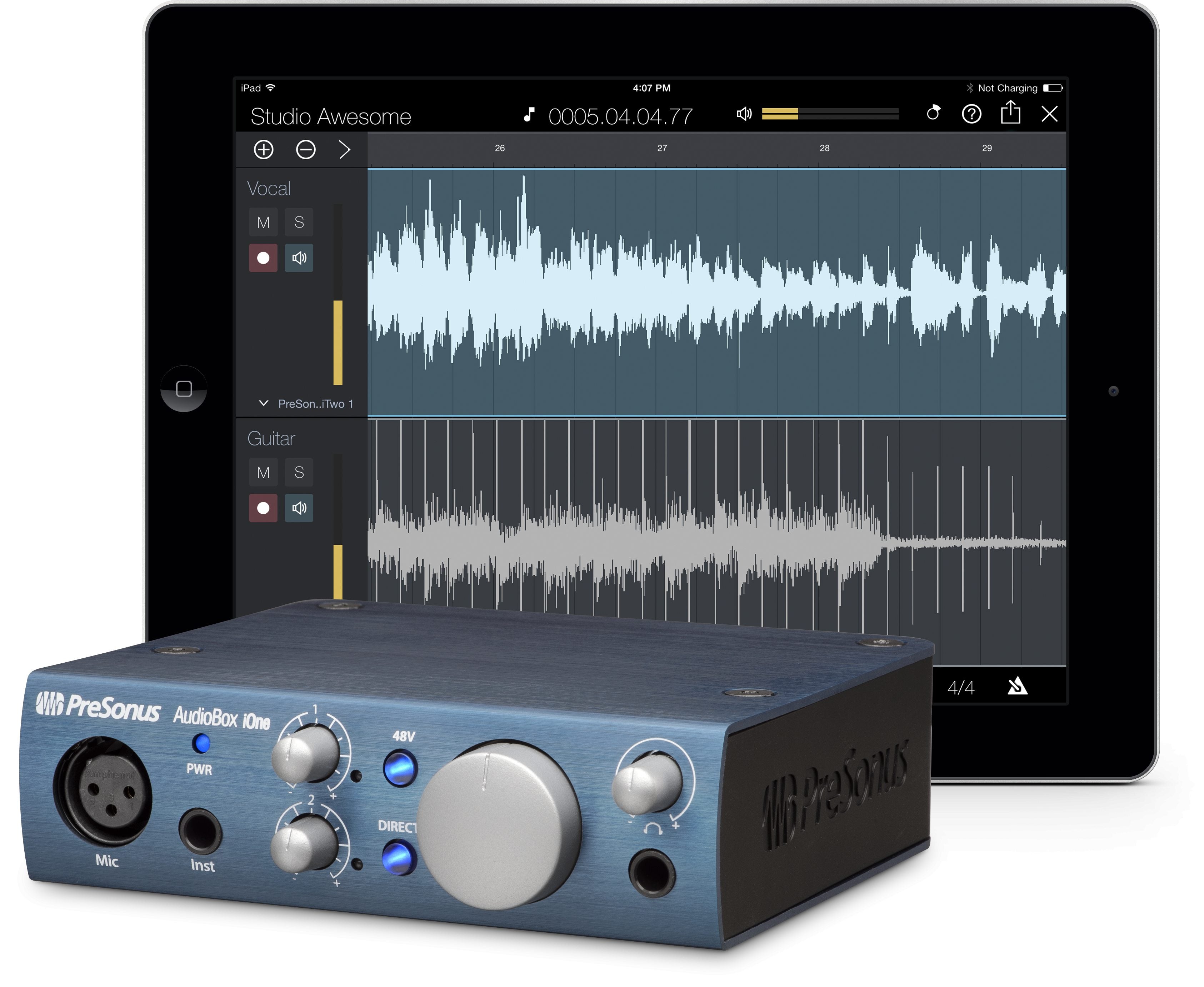Presonus AudioBox iOne - The USB/iPad Audio Interface for Guitarists and Songwriters.