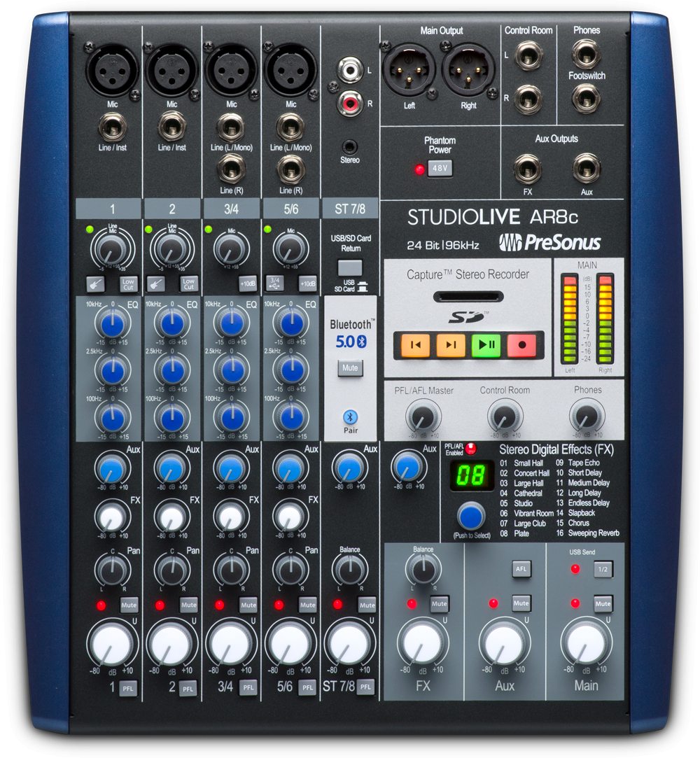 Presonus StudioLive AR8c Mixers - Mixing Console - Professional Audio Design, Inc