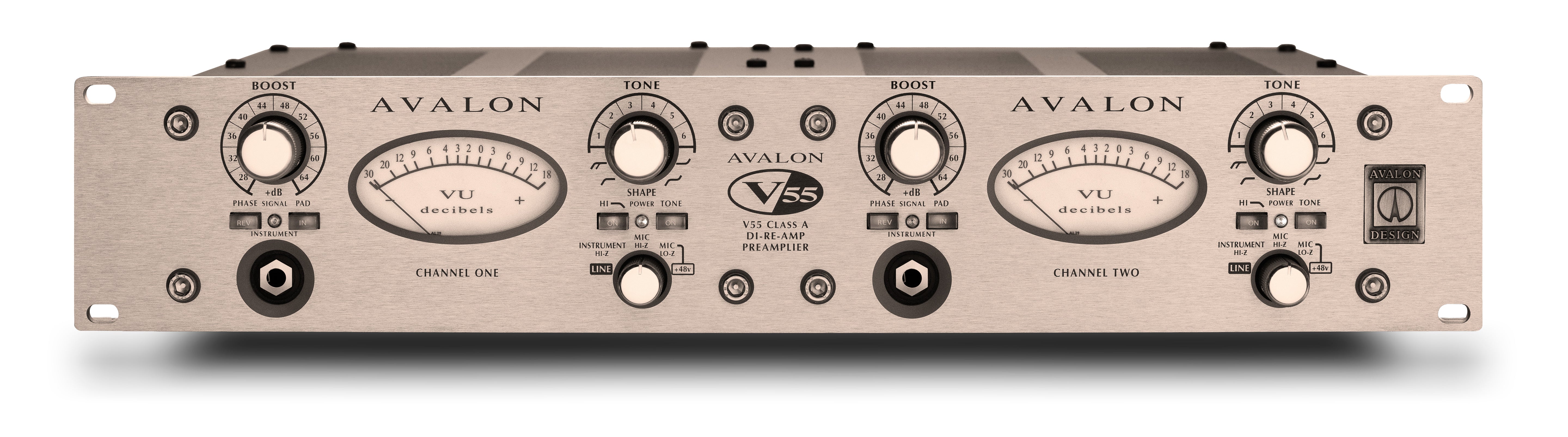 Avalon Design V55 Pure Class A, Microphone Preamplifier, DI & RE-AMP - Professional Audio Design, Inc